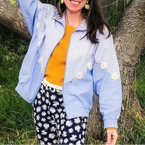 Daisy and blue stripe vintage lightweight jacket